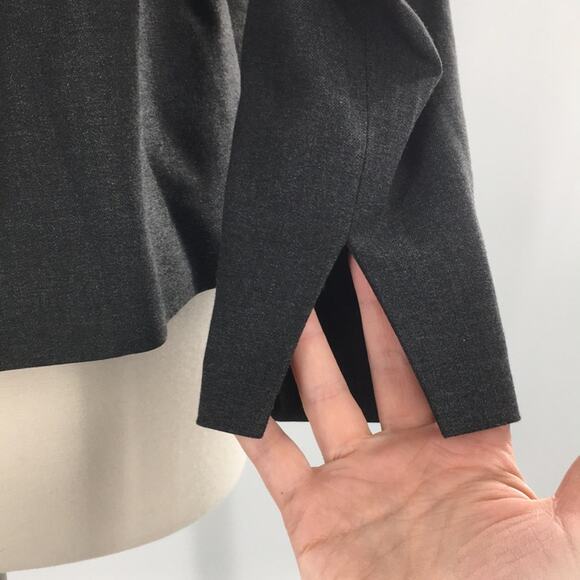 Doncaster Womens Gray Button Front Blazer Gathered Waist Size 4P New - Picture 9 of 13